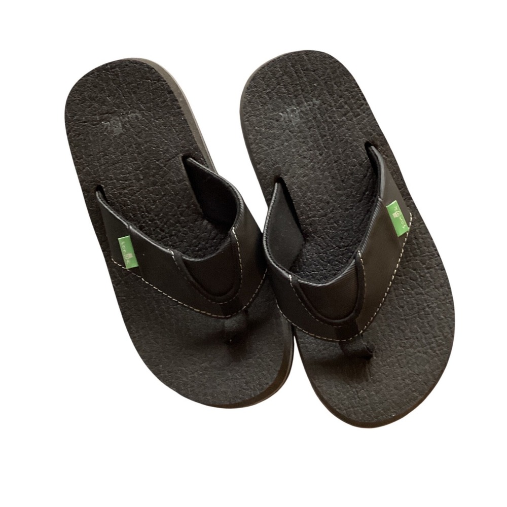 Sanuk Kids Sidewalk Surfers Black Flip Flop Sandals Size 13